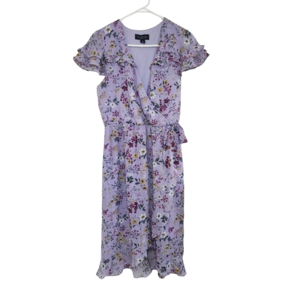 Women's Perceptions Purple Floral Print Dress Sz 12